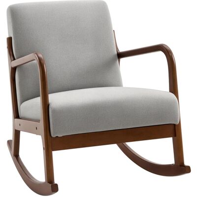 OEM Fauteuil À Bascule Rembourré, Style Vintage, En Bois Et Polyester Gris, Pour L'Intérieur, Bureau, Salon, 64 X 86 X 80 Cm - Publicité OEM Fauteuil À Bascule Rembourré, Style Vintage, En Bois Et Polyester Gris, Pour L'Intérieur, Bureau, Salon, 64 X 86 X 80 Cm - Publicité