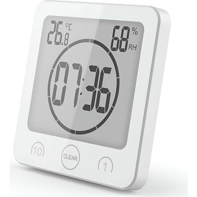 Vision Horloge De Douche Salle De Bain, Contrôle Tactile Étanche, Alarme Numérique Lcd, Thermomètre Hygromètre, Minuterie De Compte À Rebours, Alimenté Par Pile, Pour Maquillage Cuisine (blanc) - Publicité Vision Horloge De Douche Salle De Bain, Contrôle Tactile Étanche, Alarme Numérique Lcd, Thermomètre Hygromètre, Minuterie De Compte À Rebours, Alimenté Par Pile, Pour Maquillage Cuisine (blanc) - Publicité