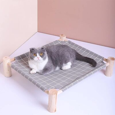 GRASSLIN 1 Hamac Pour Chat En Bois Massif, Toile Lavable Amovible, Support 17,5 Kg, Gris - Publicité GRASSLIN 1 Hamac Pour Chat En Bois Massif, Toile Lavable Amovible, Support 17,5 Kg, Gris - Publicité
