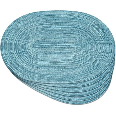 GRASSLIN Lot De 6 Sets De Table Ovales Tressés De 30,5 X 45,7 Cm Pour Tables De Salle À Manger, Tissés Naturels, Résistants À La Chaleur (ovale Bleu Argenté)'ovale Bleu Argenté L'Ovale Bleu Argenté'l - Publicité GRASSLIN Lot De 6 Sets De Table Ovales Tressés De 30,5 X 45,7 Cm Pour Tables De Salle À Manger, Tissés Naturels, Résistants À La Chaleur (ovale Bleu Argenté)'ovale Bleu Argenté L'Ovale Bleu Argenté'l - Publicité