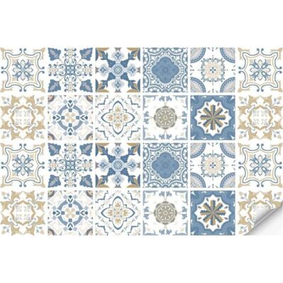 PELTOR 24 Pcs(20x20cm) Autocollant De Carrelage Bleu Peel And Stick Dosseret, Décoration En Pvc Imperméable À L'Eau Et À L'Huile Peel - Publicité PELTOR 24 Pcs(20x20cm) Autocollant De Carrelage Bleu Peel And Stick Dosseret, Décoration En Pvc Imperméable À L'Eau Et À L'Huile Peel - Publicité