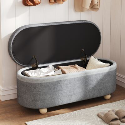ACKERMAN Banc De Rangement Avec Revêtement En Polaire Douce. Ce Banc De Rangement Polyvalent, Doté De Pieds En Bois Et D'Un Couvercle À Charnières, Est Idéal Pour Le Salon, L'Entrée Ou La Chambre. Couleur : Gr - Publicité ACKERMAN Banc De Rangement Avec Revêtement En Polaire Douce. Ce Banc De Rangement Polyvalent, Doté De Pieds En Bois Et D'Un Couvercle À Charnières, Est Idéal Pour Le Salon, L'Entrée Ou La Chambre. Couleur : Gr - Publicité