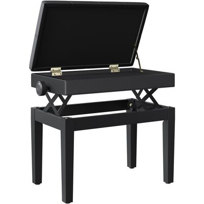 HEAT Banc De Piano Réglable En Hauteur, En Bois Massif, Avec Compartiment De Rangement Dissimulé, Assise Rembourrée En Polyuréthane À 10 Boutons, Stable Et Antidérapante, Charge Maximale 200 Kg, Noir. Publicité HEAT Banc De Piano Réglable En Hauteur, En Bois Massif, Avec Compartiment De Rangement Dissimulé, Assise Rembourrée En Polyuréthane À 10 Boutons, Stable Et Antidérapante, Charge Maximale 200 Kg, Noir. Publicité