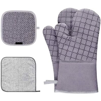 Cellfast Gants De Cuisine Résistant À Chaleur - 1 Paire Et 2 Maniques - Gris - Synthétique - Publicité Cellfast Gants De Cuisine Résistant À Chaleur - 1 Paire Et 2 Maniques - Gris - Synthétique - Publicité