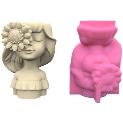 FLAMMKRAFT Moule En Silicone Pour Pot De Fleurs Diy, Moule En Béton En Forme De Petite Fille, Moule Pour Pot De Fleurs - Publicité FLAMMKRAFT Moule En Silicone Pour Pot De Fleurs Diy, Moule En Béton En Forme De Petite Fille, Moule Pour Pot De Fleurs - Publicité