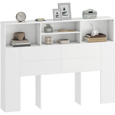 Generic Tête De Lit Sur Pied Avec Rangements, Accessoire De Lit 4 Compartiments Ouverts, 140 X 19 X 103,5 Cm, Blanc - Publicité Generic Tête De Lit Sur Pied Avec Rangements, Accessoire De Lit 4 Compartiments Ouverts, 140 X 19 X 103,5 Cm, Blanc - Publicité