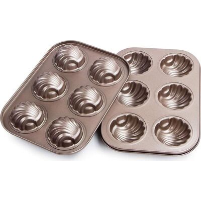 Vision Moule À Madeleines (2 Pièces) - Plaque De Cuisson Antiadhésive À 6 Cavités Pour La Confection De Desserts, Pâtisseries Et Chocolats - Publicité Vision Moule À Madeleines (2 Pièces) - Plaque De Cuisson Antiadhésive À 6 Cavités Pour La Confection De Desserts, Pâtisseries Et Chocolats - Publicité