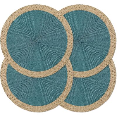 GRASSLIN Lot De 4 Sets De Table Ronds Tressés De 38,1 Cm, Antidérapants, Lavables À Bords Larges Pour Décoration De Table De Cuisine, Salle À Manger (bleu, 4)'bord Large Marron, Bleu 4 Pcs'bord Large Marron, B - Publicité GRASSLIN Lot De 4 Sets De Table Ronds Tressés De 38,1 Cm, Antidérapants, Lavables À Bords Larges Pour Décoration De Table De Cuisine, Salle À Manger (bleu, 4)'bord Large Marron, Bleu 4 Pcs'bord Large Marron, B - Publicité