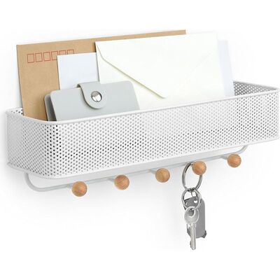 Vision Porte-clés Avec Organiseur De Courrier, Organiseur Mural Multifonctionnel Avec 5 Crochets, Blanc - Publicité Vision Porte-clés Avec Organiseur De Courrier, Organiseur Mural Multifonctionnel Avec 5 Crochets, Blanc - Publicité
