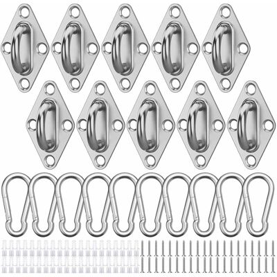 GRASSLIN 10 Pièces Pontet Inox, Crochet Plafond, Acier Inoxydable, Visserie Incluse, Pour Filets Et Cordes - Publicité GRASSLIN 10 Pièces Pontet Inox, Crochet Plafond, Acier Inoxydable, Visserie Incluse, Pour Filets Et Cordes - Publicité