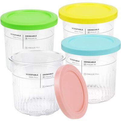 ACKERMAN Ninja Creami Pints And Lids 4-pack, Ninja Creami Deluxe Nc501 Nc500 Series Ice Cream Maker Containers With Leak-proof Lids, Bpa Free, Dishwasher Safe - Publicité ACKERMAN Ninja Creami Pints And Lids 4-pack, Ninja Creami Deluxe Nc501 Nc500 Series Ice Cream Maker Containers With Leak-proof Lids, Bpa Free, Dishwasher Safe - Publicité
