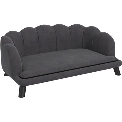 ACKERMAN Canapé Pour Chien Luxe Avec Dossier Pieds En Bois Gris Foncé 98,5 X 60,5 X 35,5 Cm - Publicité ACKERMAN Canapé Pour Chien Luxe Avec Dossier Pieds En Bois Gris Foncé 98,5 X 60,5 X 35,5 Cm - Publicité