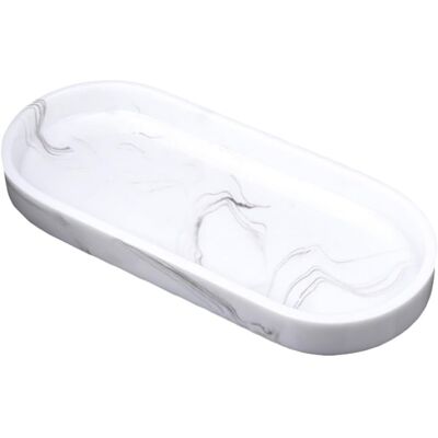 GRASSLIN Plateau De Salle De Bain En Résine À Texture De Marbre Blanc Encre Antidérapant Petit Format Bac De Rangement Multifonction Pour Accessoires Salle De Bain Et Bijoux Plateau'-'- - Publicité GRASSLIN Plateau De Salle De Bain En Résine À Texture De Marbre Blanc Encre Antidérapant Petit Format Bac De Rangement Multifonction Pour Accessoires Salle De Bain Et Bijoux Plateau'-'- - Publicité