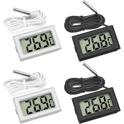 MOXIE Mini Digital Lcd Thermomètre Température Avec Sonde De Température Capteur Testeur Pour Réfrigérateur Congélateurs Aquarium (2x Noir 2x Blanc) - Publicité MOXIE Mini Digital Lcd Thermomètre Température Avec Sonde De Température Capteur Testeur Pour Réfrigérateur Congélateurs Aquarium (2x Noir 2x Blanc) - Publicité