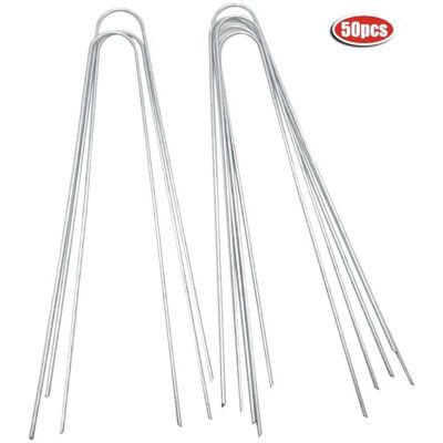 MOXIE Sjlerst Lot De 50 Piquets En Forme De U Antirouille, Pour Sécuriser Couverture Du Sol, Mauvaises Herbes, Les Tissus Et Les Ancrages De Clôture - Publicité MOXIE Sjlerst Lot De 50 Piquets En Forme De U Antirouille, Pour Sécuriser Couverture Du Sol, Mauvaises Herbes, Les Tissus Et Les Ancrages De Clôture - Publicité