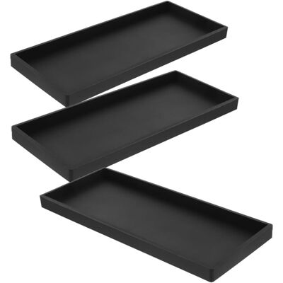 GRASSLIN Lot De 3 Plateaux De Rangement En Silicone Noir Pour Salle De Bain, Design Gain De Place, Forme Rectangulaire, Pour Cosmétiques Et Savonnette'-'- - Publicité GRASSLIN Lot De 3 Plateaux De Rangement En Silicone Noir Pour Salle De Bain, Design Gain De Place, Forme Rectangulaire, Pour Cosmétiques Et Savonnette'-'- - Publicité