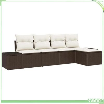 OEM Canapé De Jardin - Fafeicy - Modulaire - Marron Et Crème - Polyrotin Sur Structure Acier - Rangement Intégré - Publicité OEM Canapé De Jardin - Fafeicy - Modulaire - Marron Et Crème - Polyrotin Sur Structure Acier - Rangement Intégré - Publicité