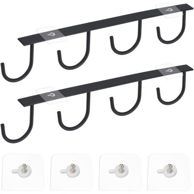 GRASSLIN 2 Pièces - Porte-tasses - Crochet De Rangement - Fixation Murale Sans Perçage - Organiseur Cuisine Et Bar - Noir - 26x5,5cm - Publicité GRASSLIN 2 Pièces - Porte-tasses - Crochet De Rangement - Fixation Murale Sans Perçage - Organiseur Cuisine Et Bar - Noir - 26x5,5cm - Publicité