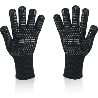 ACKERMAN Gants De Cuisine Universels Résistants À La Chaleur (jusqu'à 800 °c), Antidérapants, En Silicone, Ignifuges, Avec Protection De L'Avant-bras, Pour Grillades, Cuisson Au Four Et Cheminée (noir) - Publicité ACKERMAN Gants De Cuisine Universels Résistants À La Chaleur (jusqu'à 800 °c), Antidérapants, En Silicone, Ignifuges, Avec Protection De L'Avant-bras, Pour Grillades, Cuisson Au Four Et Cheminée (noir) - Publicité