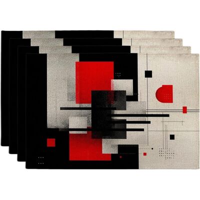 GRASSLIN Lot De 4 Sets De Table Modernes Géométriques Abstraits Rouges Et Noirs Pour Salle À Manger, Antidérapants, Lavables Pour Intérieur Et Extérieur'rouge 18x12 Inch (4pcs)'rouge'18x12 Inch (4pcs) - Publicité GRASSLIN Lot De 4 Sets De Table Modernes Géométriques Abstraits Rouges Et Noirs Pour Salle À Manger, Antidérapants, Lavables Pour Intérieur Et Extérieur'rouge 18x12 Inch (4pcs)'rouge'18x12 Inch (4pcs) - Publicité