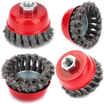 BARKBUSTERS Brosse De Nettoyage Métallique, 4pcs Brosse À Treillis Métallique M14 Torsadé 75 Mm Pour Meuleuse D'Angle Brosse Coupe, Dérouillage Corrosion Détournant La Peinture - Publicité BARKBUSTERS Brosse De Nettoyage Métallique, 4pcs Brosse À Treillis Métallique M14 Torsadé 75 Mm Pour Meuleuse D'Angle Brosse Coupe, Dérouillage Corrosion Détournant La Peinture - Publicité