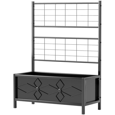 HEAT Jardinière Surélevée Avec Treillis, En Acier Galvanisé À Motif Losanges, 90 X 40 X 120 Cm, Noire - Publicité HEAT Jardinière Surélevée Avec Treillis, En Acier Galvanisé À Motif Losanges, 90 X 40 X 120 Cm, Noire - Publicité
