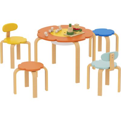 HEAT Ensemble Table Et Chaises Pour Enfants (5 Pièces), Avec Sac De Rangement, Motif Floral, Idéal Pour La Salle De Jeux Ou La Chambre D'Enfant, En Bois Coloré. Publicité HEAT Ensemble Table Et Chaises Pour Enfants (5 Pièces), Avec Sac De Rangement, Motif Floral, Idéal Pour La Salle De Jeux Ou La Chambre D'Enfant, En Bois Coloré. Publicité