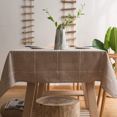 GRASSLIN 1 Nappe Rectangulaire, Lin Coton Dense 135x220cm, Brune Pour Salle À Manger, Extérieur - Publicité GRASSLIN 1 Nappe Rectangulaire, Lin Coton Dense 135x220cm, Brune Pour Salle À Manger, Extérieur - Publicité
