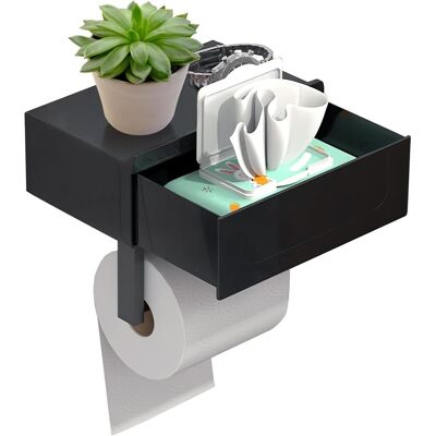 Generic Porte-rouleau De Papier Toilette Sans Perçage Avec Boîte À Lingettes Humides, Porte-rouleau De Papier Toilette Avec Étagère De Tiroir, Support(noir) - Publicité Generic Porte-rouleau De Papier Toilette Sans Perçage Avec Boîte À Lingettes Humides, Porte-rouleau De Papier Toilette Avec Étagère De Tiroir, Support(noir) - Publicité