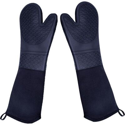Vision Lot De 2 Gants De Cuisine Extra Longs En Silicone, Résistants À La Chaleur, De Qualité Commerciale, Avec Doublure En Coton Matelassé - Publicité Vision Lot De 2 Gants De Cuisine Extra Longs En Silicone, Résistants À La Chaleur, De Qualité Commerciale, Avec Doublure En Coton Matelassé - Publicité