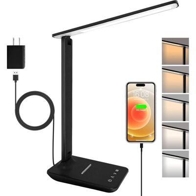 OEM Lampe De Bureau Led (noire) Avec Adaptateur, Lampe De Chevet Pliable Et Réglable, 5 Modes De Couleur Et 5 Niveaux De Luminosité, Port De Charge Usb, Adaptée À La Lecture Et Au Travail - Publicité OEM Lampe De Bureau Led (noire) Avec Adaptateur, Lampe De Chevet Pliable Et Réglable, 5 Modes De Couleur Et 5 Niveaux De Luminosité, Port De Charge Usb, Adaptée À La Lecture Et Au Travail - Publicité