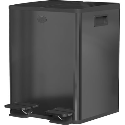 HEAT Poubelle De Cuisine À 2 Compartiments (2 X 20 L), En Acier Inoxydable, Avec Couvercle À Fermeture Amortie, 45,8 X 36 X 51,6 Cm, Noire - Publicité HEAT Poubelle De Cuisine À 2 Compartiments (2 X 20 L), En Acier Inoxydable, Avec Couvercle À Fermeture Amortie, 45,8 X 36 X 51,6 Cm, Noire - Publicité