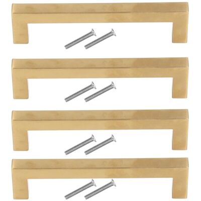 PELTOR Jeffergarden 4 Ensembles Poignée De Porte D'Armoire En Acier Inoxydable Doré Poignées De Garde-robe Remplacement Placard De Cuisine Pull12x12x128mm - Publicité PELTOR Jeffergarden 4 Ensembles Poignée De Porte D'Armoire En Acier Inoxydable Doré Poignées De Garde-robe Remplacement Placard De Cuisine Pull12x12x128mm - Publicité