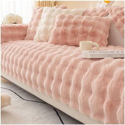 Melissa Thick Rabbit Plush Sofa Cushion, 2023 New Non-slip Sofa Cover, Fluffy Warm Soft Shaggy Plush Couch Cover, Sofa Slipcover Furniture Protector For Living Room (pink,sofa Cushion 70180) - Publicité Melissa Thick Rabbit Plush Sofa Cushion, 2023 New Non-slip Sofa Cover, Fluffy Warm Soft Shaggy Plush Couch Cover, Sofa Slipcover Furniture Protector For Living Room (pink,sofa Cushion 70180) - Publicité