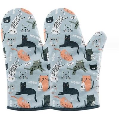 Cellfast Gants De Four - Motif Chat - Résistants À La Chaleur - 27x13.5 Cm - 2 Pièces - Cuisine - Publicité Cellfast Gants De Four - Motif Chat - Résistants À La Chaleur - 27x13.5 Cm - 2 Pièces - Cuisine - Publicité