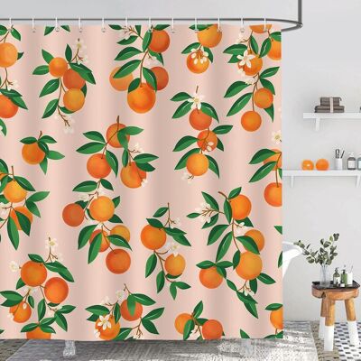 Generic Rideau De Douche En Polyester Imperméable Avec 12 Crochets Orange Et Feuilles Vertes 180 X 180 Cm - Publicité Generic Rideau De Douche En Polyester Imperméable Avec 12 Crochets Orange Et Feuilles Vertes 180 X 180 Cm - Publicité