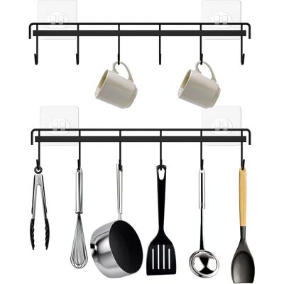 Vision Support Mural Pour Ustensiles De Cuisine, Support Adhésif Pour Ustensiles De Cuisine Avec 12 Crochets, Gain De Place Et Sans Perçage, Noir, 2 Pièces - Publicité Vision Support Mural Pour Ustensiles De Cuisine, Support Adhésif Pour Ustensiles De Cuisine Avec 12 Crochets, Gain De Place Et Sans Perçage, Noir, 2 Pièces - Publicité