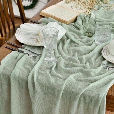 MOXIE Mode Boho Gaze Etamine À Fromage Vert Chemin De Table Cuisine 90 X 300 Cm - Publicité MOXIE Mode Boho Gaze Etamine À Fromage Vert Chemin De Table Cuisine 90 X 300 Cm - Publicité