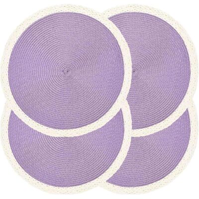 GRASSLIN Lot De 4 Sets De Table Ronds Tressés Antidérapants Et Lavables Pour Décoration De Table De Cuisine, Salle À Manger (violet Menthe), 38,1 Cm'bord Blanc Violet Clair 4 Pcs'bord Blanc Violet Clair'4 Pcs - Publicité GRASSLIN Lot De 4 Sets De Table Ronds Tressés Antidérapants Et Lavables Pour Décoration De Table De Cuisine, Salle À Manger (violet Menthe), 38,1 Cm'bord Blanc Violet Clair 4 Pcs'bord Blanc Violet Clair'4 Pcs - Publicité