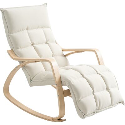 HEAT Fauteuil À Bascule Avec Repose-pieds Réglable, Pieds En Bois De Bouleau, 67 X 106–123 X 92 Cm, Couleur Crème - Publicité HEAT Fauteuil À Bascule Avec Repose-pieds Réglable, Pieds En Bois De Bouleau, 67 X 106–123 X 92 Cm, Couleur Crème - Publicité