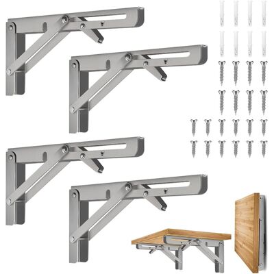 GRASSLIN 4 Équerre Pliante,20cm,acier Inoxydable,support Console,rétractable,murale,garage,cuisine - Publicité GRASSLIN 4 Équerre Pliante,20cm,acier Inoxydable,support Console,rétractable,murale,garage,cuisine - Publicité