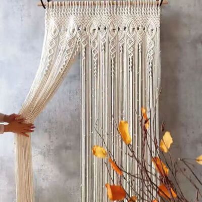 BARKBUSTERS Rideau De Porte En Macramé Tissé À La Main, Tapisserie Murale Suspendue En Coton, Décoration Boho, Toile De Fond De Mariage Bohème (90x180cm) - Publicité BARKBUSTERS Rideau De Porte En Macramé Tissé À La Main, Tapisserie Murale Suspendue En Coton, Décoration Boho, Toile De Fond De Mariage Bohème (90x180cm) - Publicité