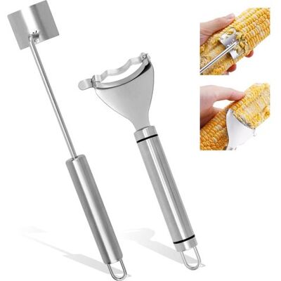 OEM Ensemble De 2 Outils Pour Éplucher Et Égrener Le Maïs : Un Éplucheur De Maïs En Acier Inoxydable, Un Séparateur D’épis Et Un Extracteur De Grains Efficace Pour Les Cuisines Et Les Restaurants. Publicité OEM Ensemble De 2 Outils Pour Éplucher Et Égrener Le Maïs : Un Éplucheur De Maïs En Acier Inoxydable, Un Séparateur D’épis Et Un Extracteur De Grains Efficace Pour Les Cuisines Et Les Restaurants. Publicité