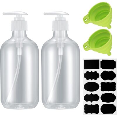 GRASSLIN 2 Pièces Flacons De Shampoing, 500 Ml Distributeur De Liquide Avec Pompe Rechargeable, Bouteilles Vides Pour Savons, Lotions, Huiles, Détergents, Avec Autocollant'parent'-'- - Publicité GRASSLIN 2 Pièces Flacons De Shampoing, 500 Ml Distributeur De Liquide Avec Pompe Rechargeable, Bouteilles Vides Pour Savons, Lotions, Huiles, Détergents, Avec Autocollant'parent'-'- - Publicité