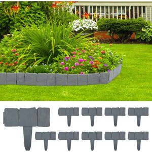 LARGEIGHT 10 Pcs Bordures De Jardin Bordure De Pelouse Bordure De Gazon Jardin Clôture Bordure Clôture Effet Pierre Gris Bords De Pelouse En Plastique - Publicité LARGEIGHT 10 Pcs Bordures De Jardin Bordure De Pelouse Bordure De Gazon Jardin Clôture Bordure Clôture Effet Pierre Gris Bords De Pelouse En Plastique - Publicité