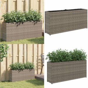 VIDAXL Jardinière Avec 2 Pots Gris 90x20x40 Cm Résine Tressée - Jardinière En Acier - Jardinière Décorative - Publicité VIDAXL Jardinière Avec 2 Pots Gris 90x20x40 Cm Résine Tressée - Jardinière En Acier - Jardinière Décorative - Publicité