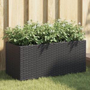 MAISON CHIC Jardinière Avec 2 Pots-pot De Fleur-bac À Fleurs Noir 72x30x32 Cm Résine Tressée - Publicité MAISON CHIC Jardinière Avec 2 Pots-pot De Fleur-bac À Fleurs Noir 72x30x32 Cm Résine Tressée - Publicité