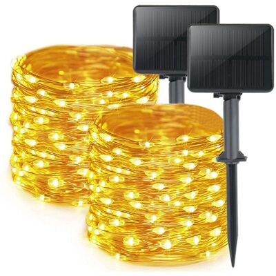 Melissa Lot De 2 Guirlande Solaire Exterieur, Totale 16m 160led Lumineuse Étanche, 8 Modes Décoration Pour Jardin Terrasse Cour Noël Mariage Fête, Blanc Chaud - Publicité Melissa Lot De 2 Guirlande Solaire Exterieur, Totale 16m 160led Lumineuse Étanche, 8 Modes Décoration Pour Jardin Terrasse Cour Noël Mariage Fête, Blanc Chaud - Publicité
