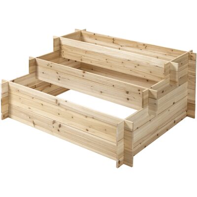HEAT Jardinière Surélevée À 3 Niveaux En Bois De Sapin, Pour Potager D'Extérieur, 120 X 100 X 54 Cm - Publicité HEAT Jardinière Surélevée À 3 Niveaux En Bois De Sapin, Pour Potager D'Extérieur, 120 X 100 X 54 Cm - Publicité