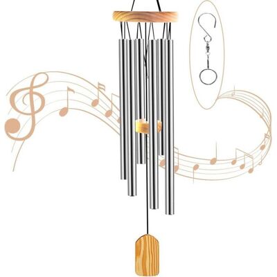 Cellfast Carillons Éoliens Pour Extérieur, 6 Tubes En Alliage D'Aluminium, De Jardin,carillons Éoliens Suspendus En Métal (argent) - Publicité Cellfast Carillons Éoliens Pour Extérieur, 6 Tubes En Alliage D'Aluminium, De Jardin,carillons Éoliens Suspendus En Métal (argent) - Publicité